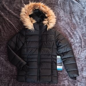 NWT Iceberg Outerwear Coat W/Fur Hood Girls Black Size: M 7/8